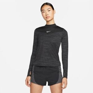 NWOT Nike Womens Dri-FIT Run Division Long Sleeve Running Active Black Top Sz S